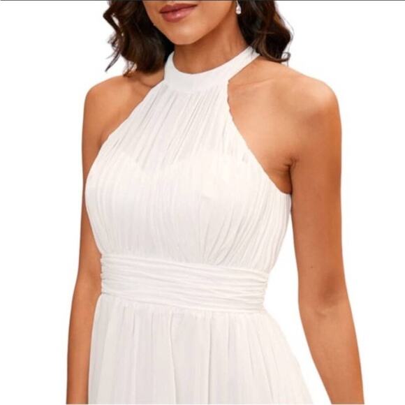 JJ's Housel Floor Length Chiffon Special Occasion Wedding Dress In Ivory Small - Picture 3 of 11